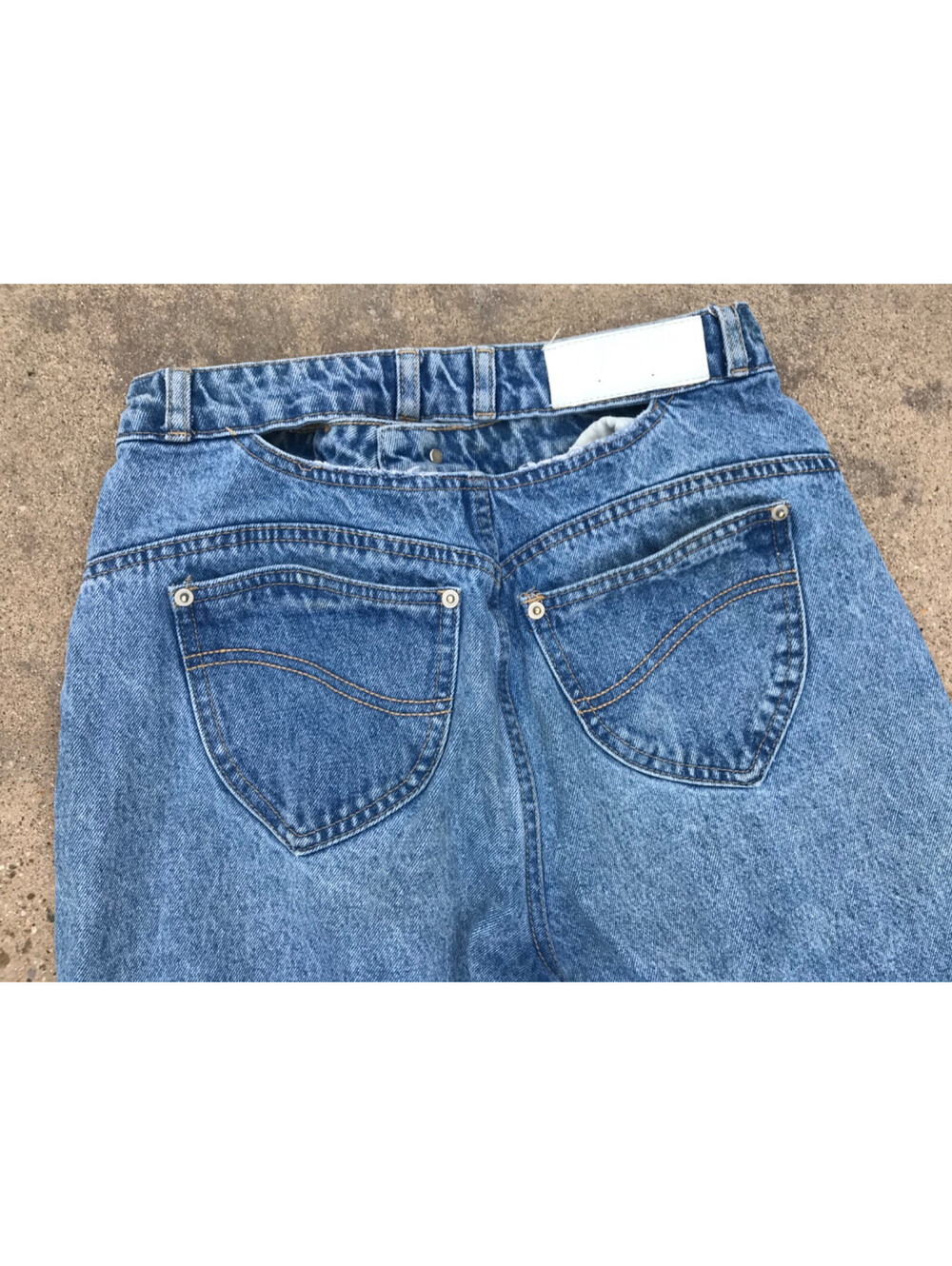 Oh Polly Women's Baggy High Rise Distressed Denim Blue Jeans Y2K Style Open Back - Picture 5 of 13